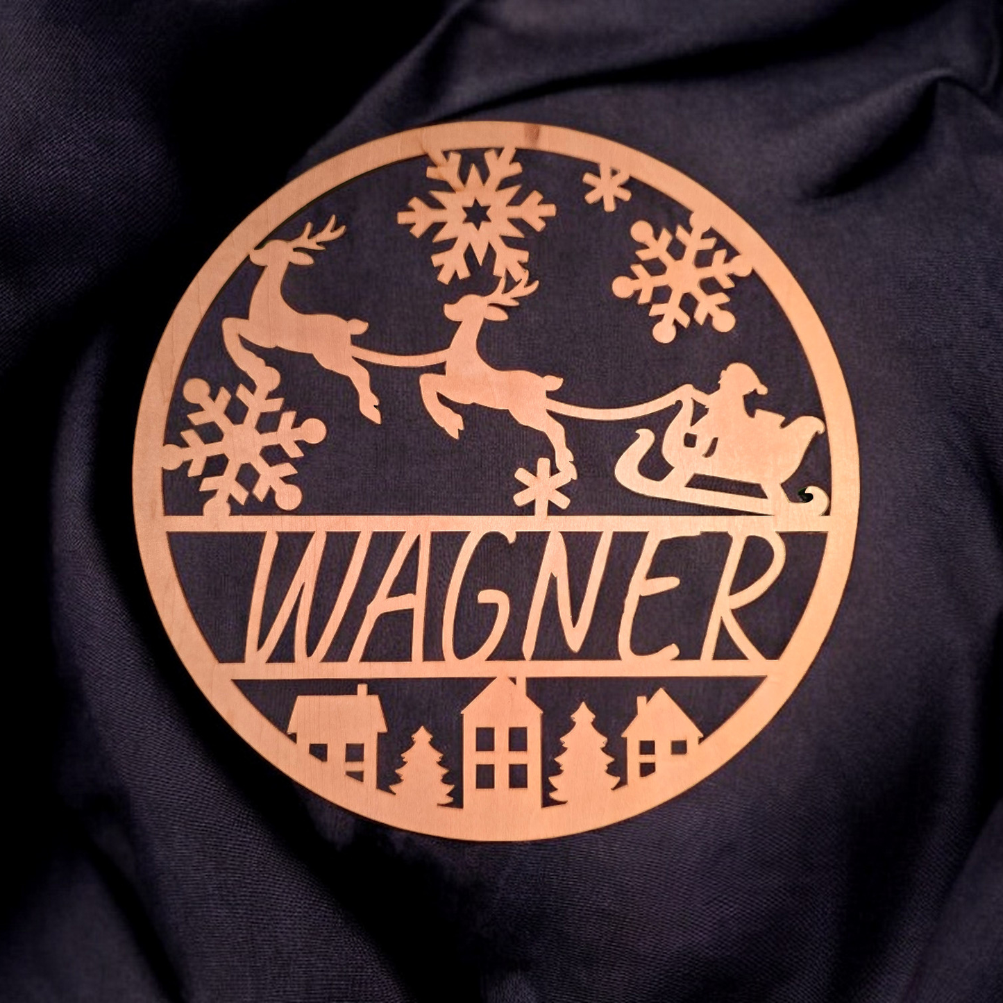 Holzschild - Weihnachtsschlitten