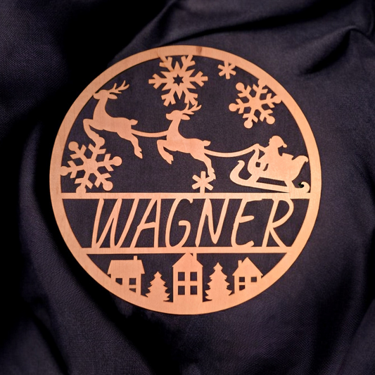 Holzschild - Weihnachtsschlitten